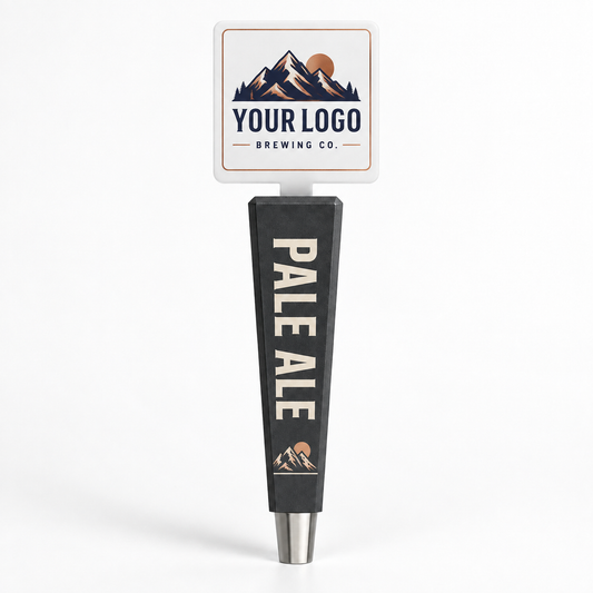 Summit tap handle in Charcoal — sample YOUR LOGO artwork on the square top and PALE ALE artwork on the base