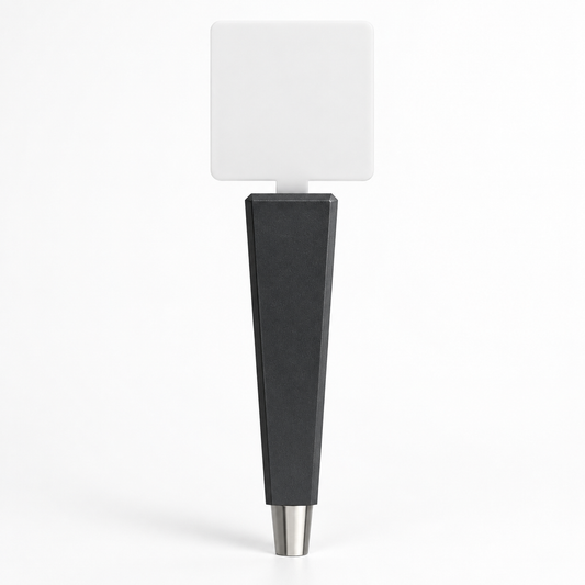 Summit tap handle in Charcoal — front view with blank white square top and blank base